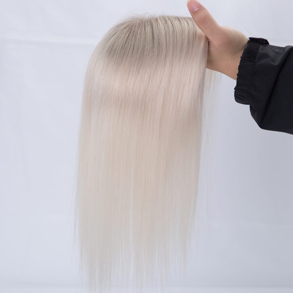 5.5x6 mono lace topper white with dark roots raw human hair topper