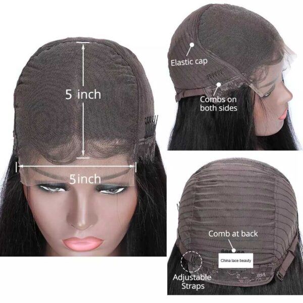 5x5 HD lace closure wig silk straight natural color 150% density medium cap