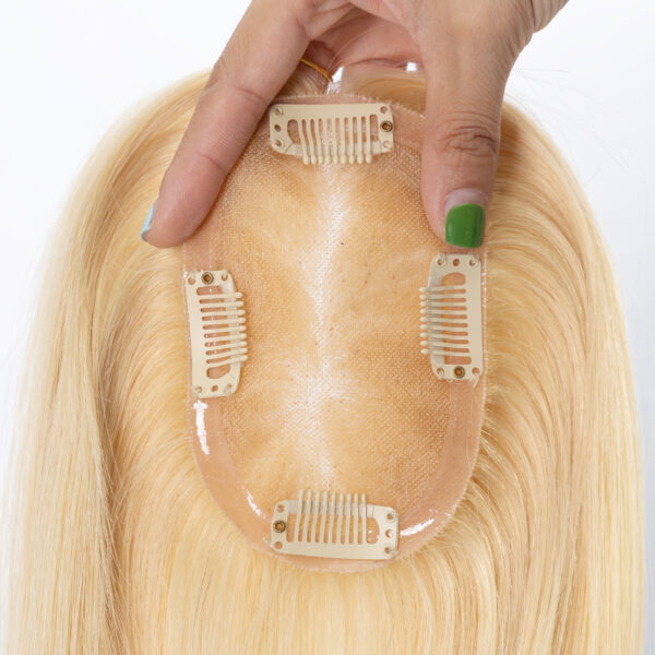 3x5 mono lace topper 613# blonde raw human hair topper