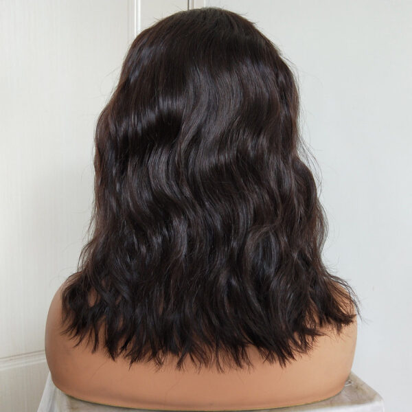 Natural wave bob lace wigs with bangs virgin human hair lace wigs