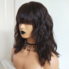 Natural wave bob lace wigs with bangs virgin human hair lace wigs