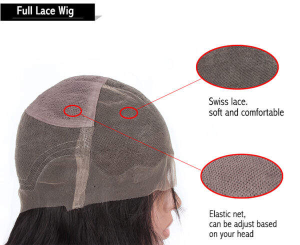 full lace wig are hand tied all the hair to the cap with soft lace