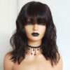 Natural wave bob lace wigs with bangs virgin human hair lace wigs