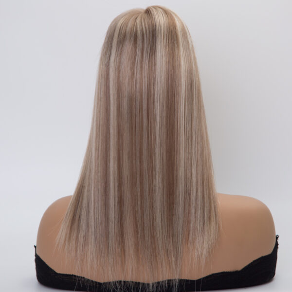 3x5 mono lace topper 8A max 7# highlight 50% T (7/8A) white raw human hair topper