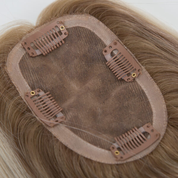 3x5 mono lace topper 8A max 7# highlight 50% T (7/8A) white raw human hair topper