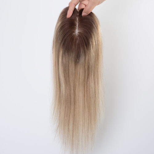 3x5 mono lace topper T4/22# highlight 20% 4# raw human hair topper