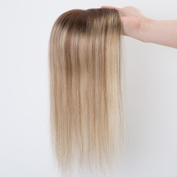 3x5 mono lace topper T4/22# highlight 20% 4# raw human hair topper