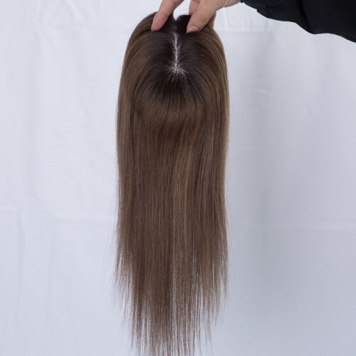 3x5 mono lace topper T2/10# highlight T2/8# 15% raw human hair topper