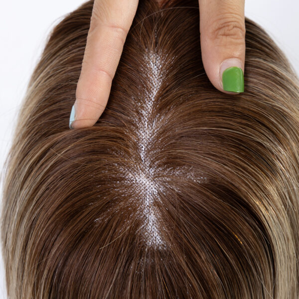 3x5 mono lace topper T4/22# highlight 20% 4# raw human hair topper