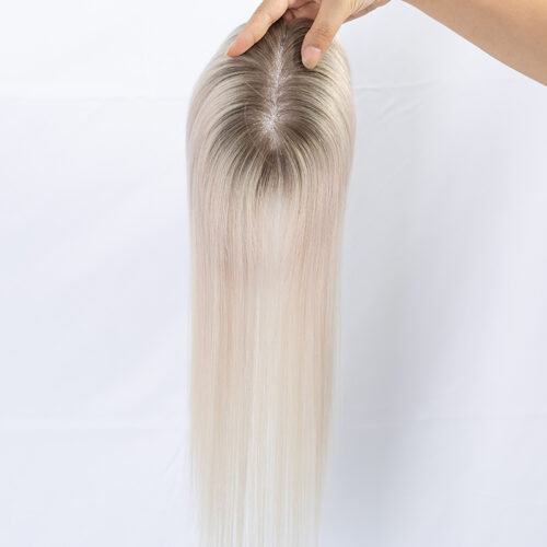 3x5 mono lace topper T7/white raw human hair topper