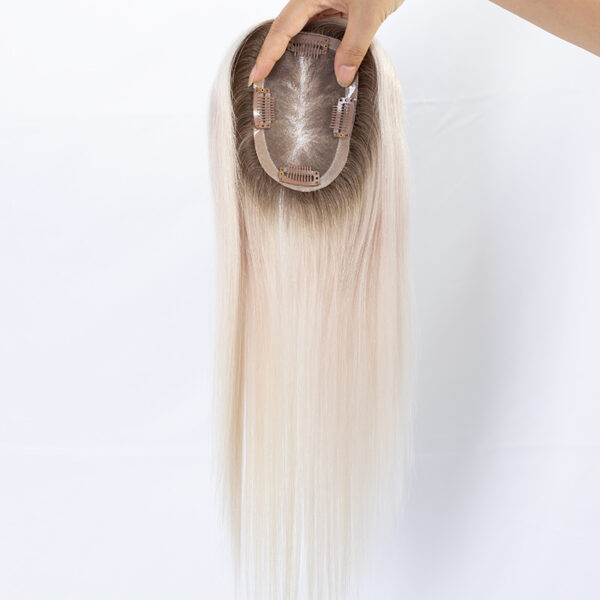 3x5 mono lace topper T7/white raw human hair topper