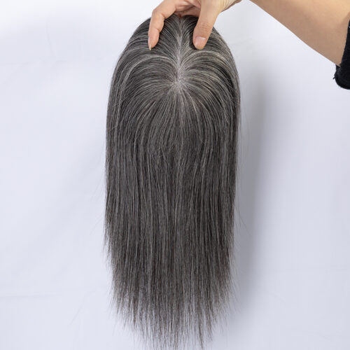 3x5 mono lace topper 40%white max 60% natural color raw human hair topper