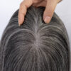3x5 mono lace topper 40%white max 60% natural color raw human hair topper
