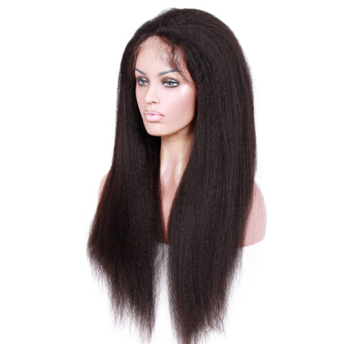 13x4 HD lace front wig Kinky straight natural color 150% density