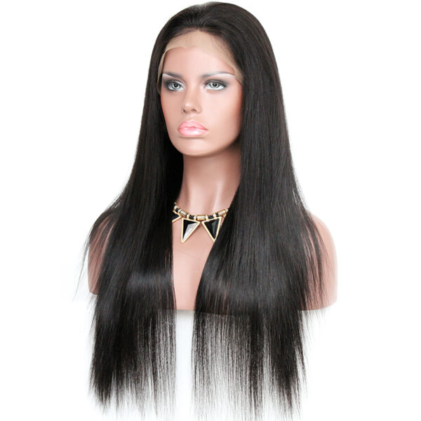 360 lace wigs virgin human hair silk straight natural color 150% density