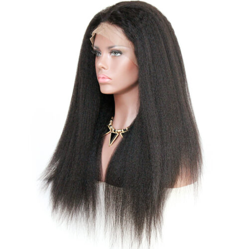 360 lace wigs virgin human hair kinky straight natural color 150% density