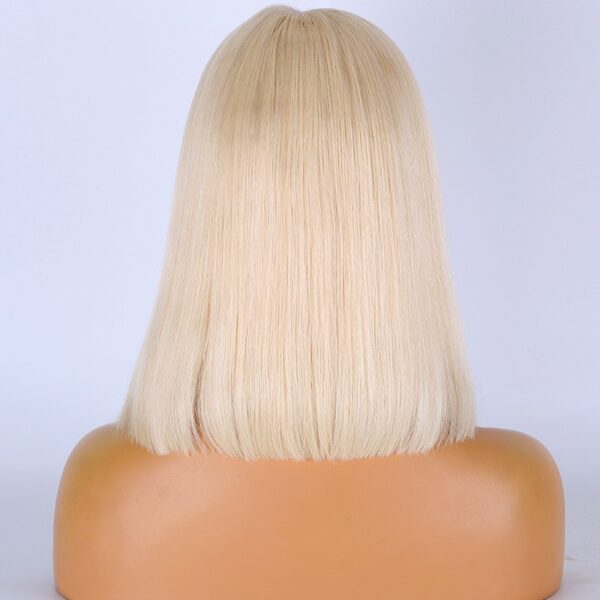 Blonde hair straight bob lace wigs virgin human hair lace wigs medium cap size glueless middles part lace wigs