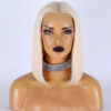 Blonde hair straight bob lace wigs virgin human hair lace wigs medium cap size glueless middles part lace wigs