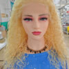 Blonde hair curly full lace wigs virgin human hair water wave medium cap size glueless wigs pre plucked natural hairline custom wigs