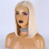 Blonde hair straight bob lace wigs virgin human hair lace wigs medium cap size glueless middles part lace wigs