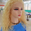 Blonde hair curly full lace wigs virgin human hair water wave medium cap size glueless wigs pre plucked natural hairline custom wigs