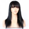 13x6 HD lace front wig silk straight with bangs natural color 150% density medium cap