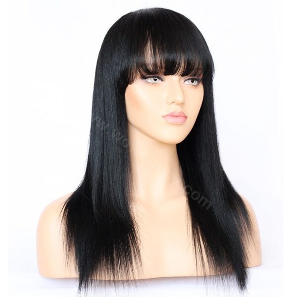 13x6 HD lace front wig silk straight with bangs natural color 150% density medium cap