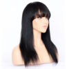 13x6 HD lace front wig silk straight with bangs natural color 150% density medium cap