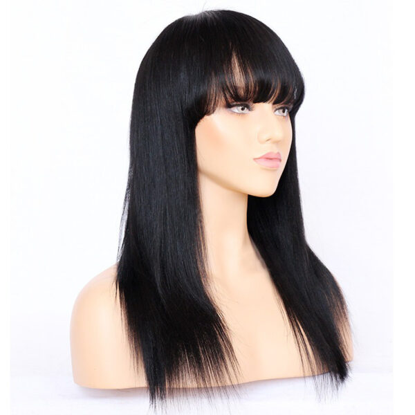 13x6 HD lace front wig silk straight with bangs natural color 150% density medium cap